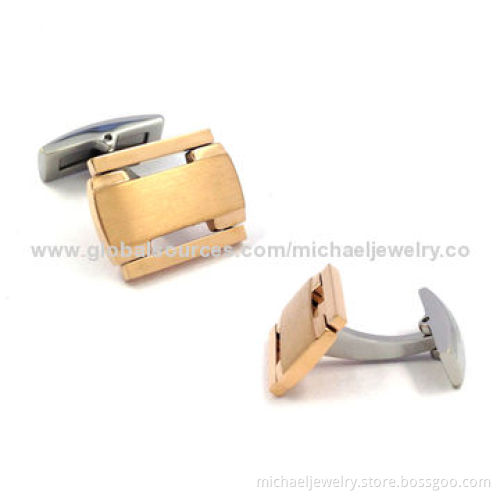 Stainless steel cufflinks interval plating rose gold, elegant